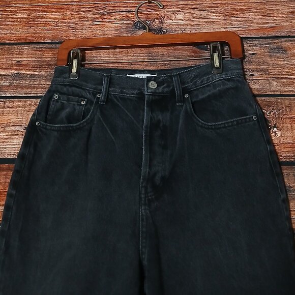 PacSun Jeans 28 Dad High Rise Button Fly Ripped Distressed Washed Black Denim - Picture 4 of 8
